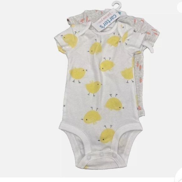 NWT Carter's Just One You Baby Unisex 2pk Chick & Carrot Bodysuit - Picture 1 of 5